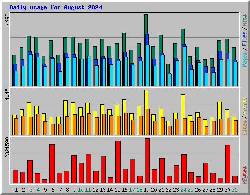 Daily usage for August 2024