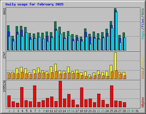 Daily usage for February 2025