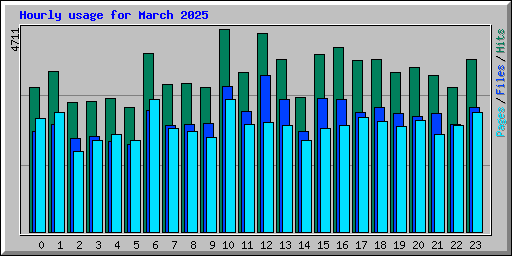 Hourly usage for March 2025